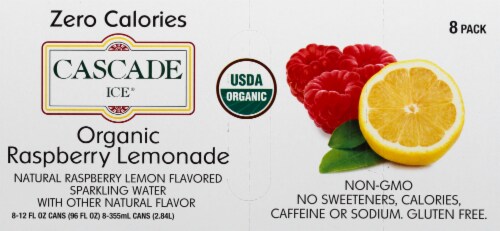 Cascade Ice® Raspberry Lemonade Flavored Sparkling Water Cans Perspective: back