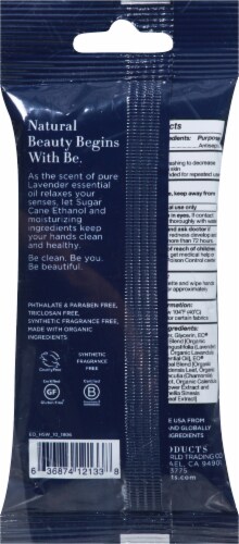 EO® Essential Oils French Lavender Hand Sanitizing Wipes Perspective: back