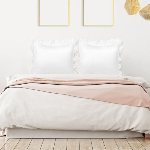 PiccoCasa 2 Pcs Ruffled Satin Pillowcase with Envelope Closure Perspective: back