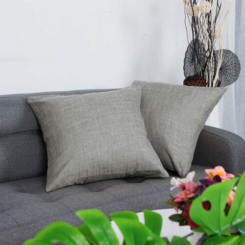 uxcell 2pcs Decorative Cotton Linen Square Throw Pillow Cover Cases for Couch Bed Gray Perspective: back