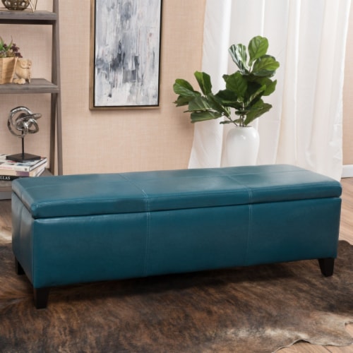 Teal leather on sale ottoman