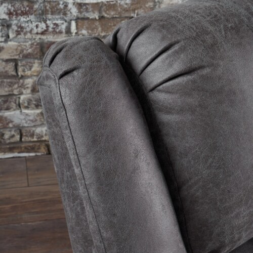 Jemma Tufted Slate Microfiber Swivel Gliding Recliner Perspective: back