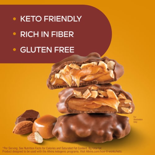 Atkins Caramel Almond Clusters - Low Sugar Keto Candy Perspective: back