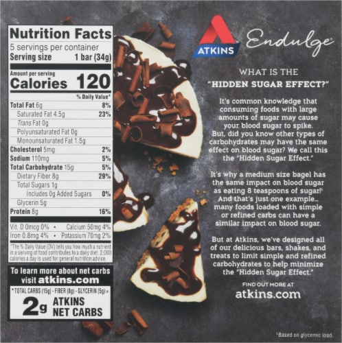 Atkins® Endulge Chocolate Chip Cheesecake Dessert Bars Perspective: back