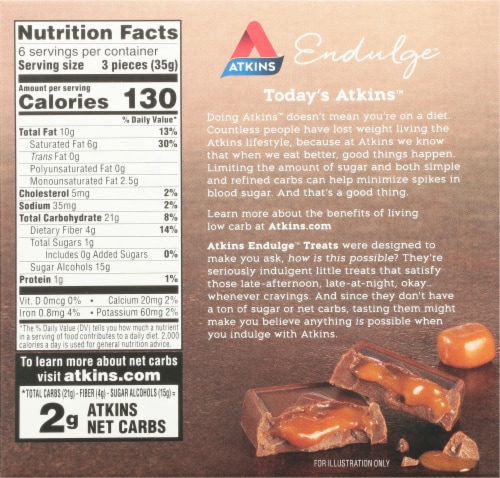 Atkins Endulge Milk Chocolate Carmel Squares Perspective: back