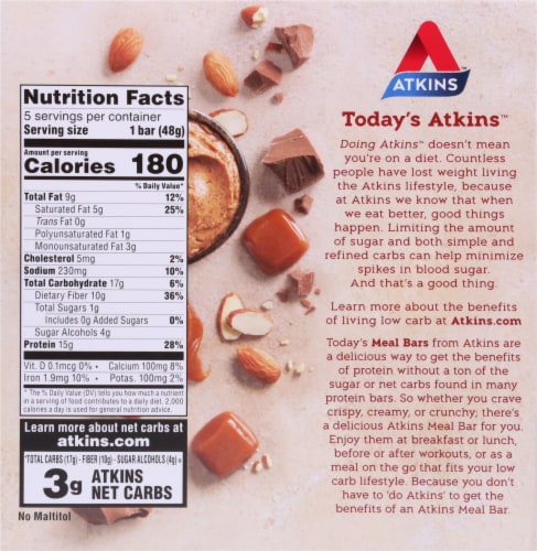 Atkins Meal Bar Chocolate Almond Caramel Perspective: back