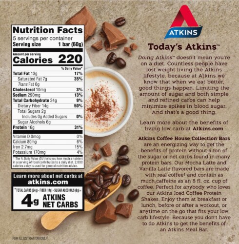 Atkins™ Coffee House Collection Meal Bars Vanilla Latte Bar Perspective: back