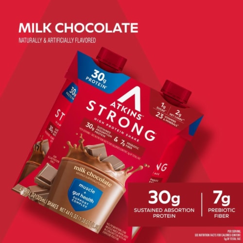 Atkins Strong Milk Chocolate High Protein Shake Perspective: back