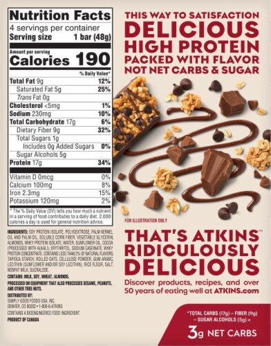 Atkins™ High Protein Meal Bar Chocolate Chip Granola Perspective: back