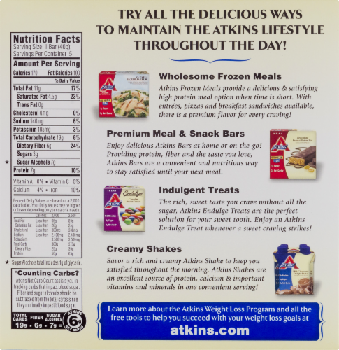 Atkins Cashew Trail Mix Snack Bars 5 Count Perspective: back