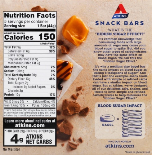 Atkins® Caramel Double Chocolate Crunch Bars Perspective: back