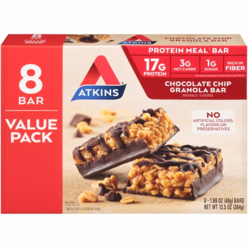 Atkins Chocolate Chip Meal Bars Perspective: back