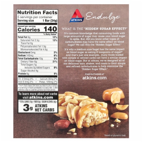 Atkins Endulge Peanut Caramel Cluster Treat Bars Perspective: back