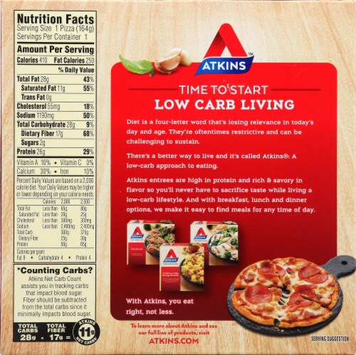 Atkins™ Stone Fired Three Meat Pizza Perspective: back