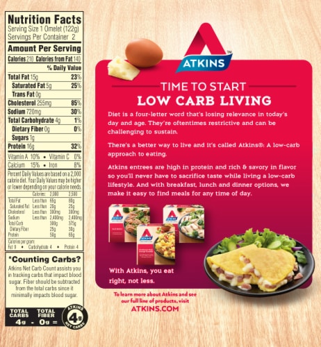 Atkins Ham & Cheese Omelet Frozen Meal Perspective: back