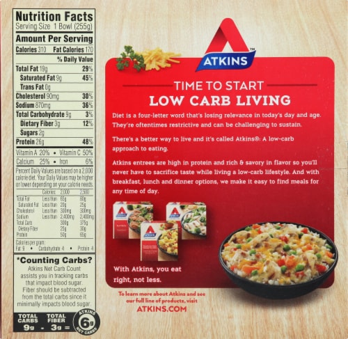 Atkins Cheesy Chicken Risotto Cauliflower Rice Bowl Perspective: back
