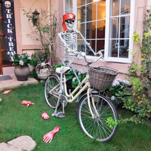 5.4ft Full Body Skeleton Props w/ Movable Joints for Halloween Party Decoration Perspective: back
