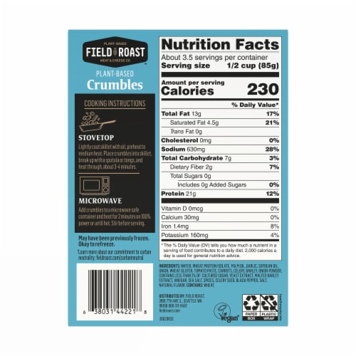 Field Roast™ Plant Based Crumbles Savory Original Perspective: back