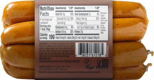 Field Roast Classic Smoked Plant-Based Frankfurters Perspective: back