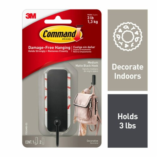 Command™ Medium Matte Black Hook Perspective: back