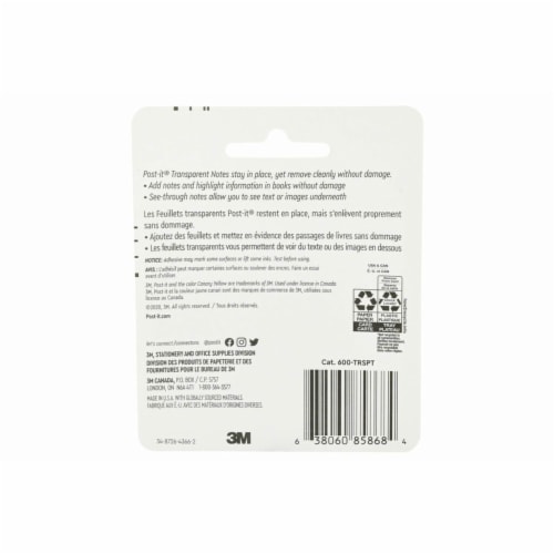 Post-It® Transparent Note Pad Perspective: back