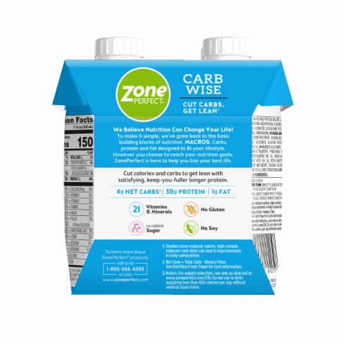 ZonePerfect® Carb Wise Vanilla Ice Cream Protein Shakes Perspective: back