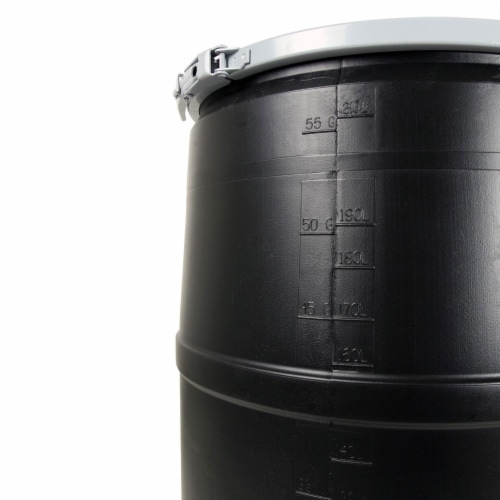 Active Aqua DRM58T 55 Gallon Drum Hydroponic Reservoir w/ Pre-Drilled Cover Lid Perspective: back