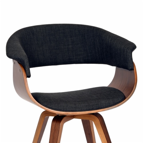 Armen Living Summer Modern Chair In Charcoal Fabric and Walnut Wood Perspective: back