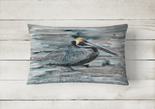 Carolines Treasures  8946PW1216 Pelican in Grey Canvas Fabric Decorative Pillow Perspective: back
