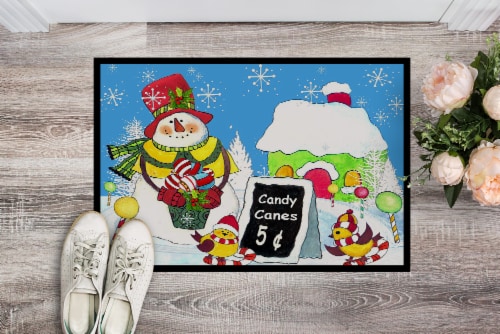 Carolines Treasures  PJC1076MAT Candy Canes for Sale Snowman Indoor or Outdoor M Perspective: back