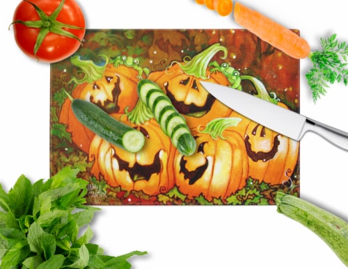 Such a Glowing Personality Pumpkin Halloween Glass Cutting Board Large Perspective: back
