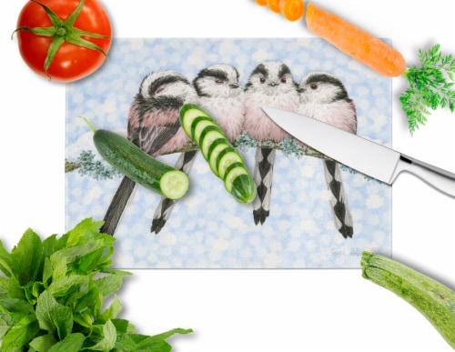 Carolines Treasures  ASA2169LCB Roosting Long Tailed Tits Glass Cutting Board La Perspective: back
