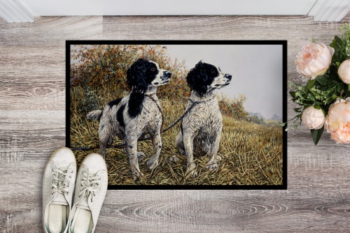 Two Springer Spaniels by Michael Herring Indoor or Outdoor Mat 24x36 Perspective: back