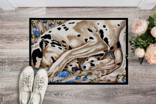 Carolines Treasures AMB1407MAT Bed of Roses Dalmatian Doormat 18x27 Perspective: back