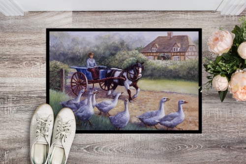 Carolines Treasures  BDBA0351MAT Geese Crossing before the Horse Indoor or Outdo Perspective: back