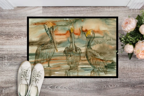 Carolines Treasures 8980MAT Pelicans on their perch Abstract Doormat 18x27 Perspective: back