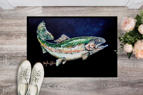 Carolines Treasures MW1213MAT Deep Blue Rainbow Trout Doormat 18x27 Perspective: back