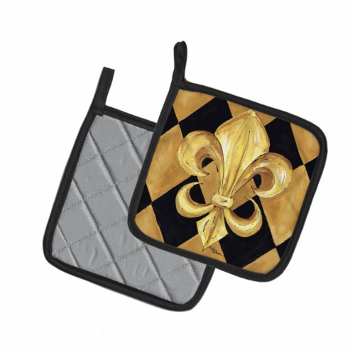 Carolines Treasures 8125PTHD Black and Gold Fleur de lis New Orleans Pair of Po Perspective: back