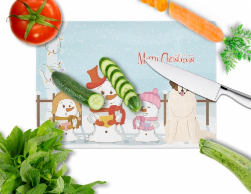 Merry Christmas Carolers Moscow Watchdog Glass Cutting Board Large Perspective: back