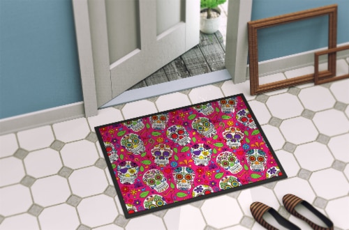 Carolines Treasures BB5115JMAT Day of the Dead Pink Doormat 24x36 Perspective: back