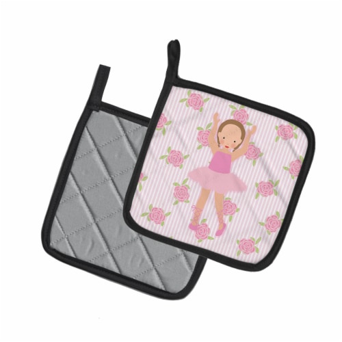 Carolines Treasures BB5189PTHD Ballerina Brown Hair Ponytails Pair of Pot Holde Perspective: back