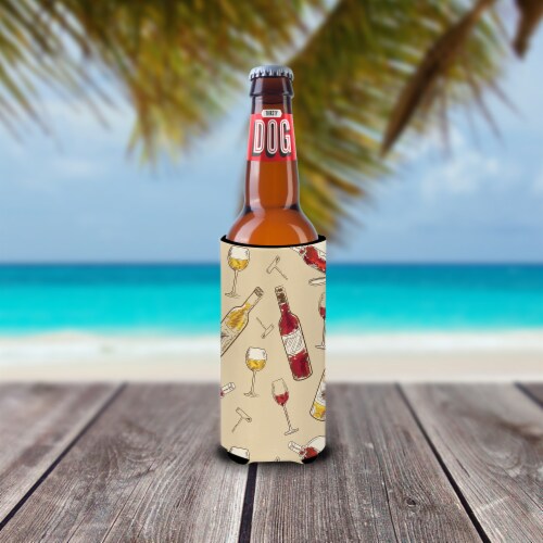 Carolines Treasures BB5196MUK Red and White Wine Ultra Hugger for slim cans Perspective: back