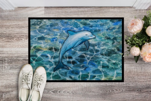 Carolines Treasures BB5356MAT Dolphin Doormat 18x27 Perspective: back