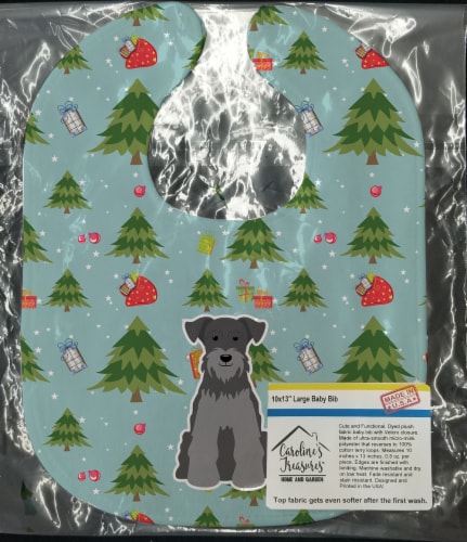 Carolines Treasures BB4712BIB Christmas Miniature Schanuzer Black Silver Baby Bib Perspective: back