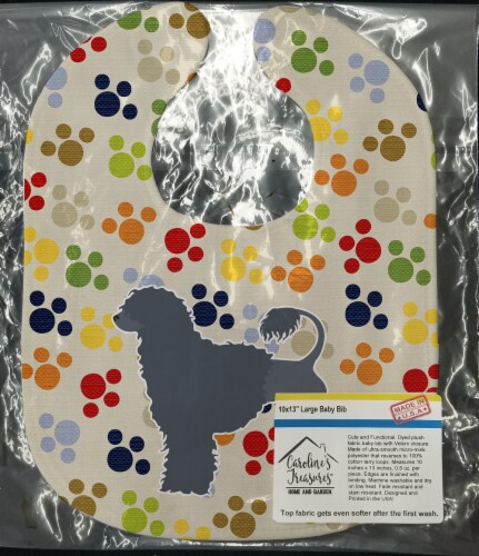 Carolines Treasures BB6373BIB Portuguese Water Dog Pawprints Baby Bib Perspective: back