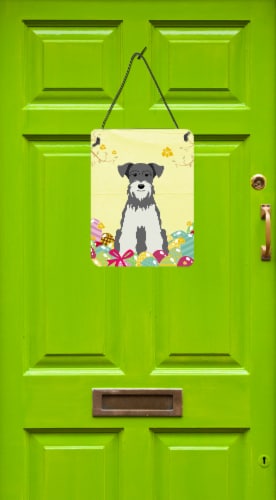 Easter Eggs Miniature Schnauzer Salt and Pepper Wall or Door Hanging Prints Perspective: back