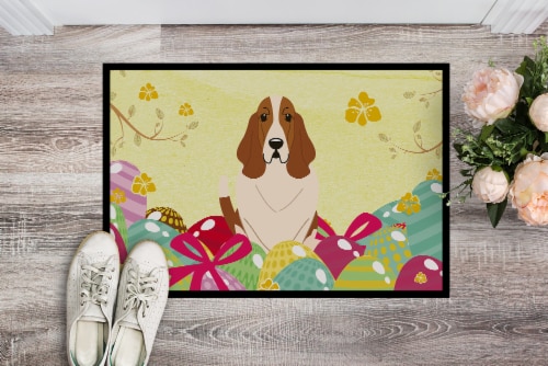 Carolines Treasures  BB6021MAT Easter Eggs Basset Hound Indoor or Outdoor Mat 18 Perspective: back