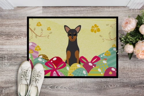 Carolines Treasures BB6028MAT Easter Eggs Manchester Terrier Doormat 18x27 Perspective: back