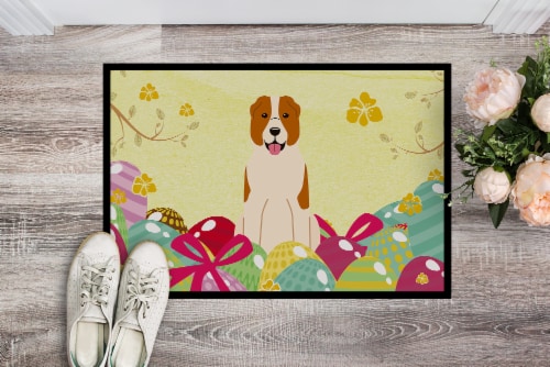 Carolines Treasures BB6049MAT Easter Eggs Central Asian Shepherd Dog Doormat 18 Perspective: back