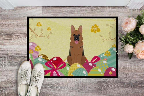 Carolines Treasures BB6067MAT Easter Eggs German Shepherd Doormat 18x27 Perspective: back